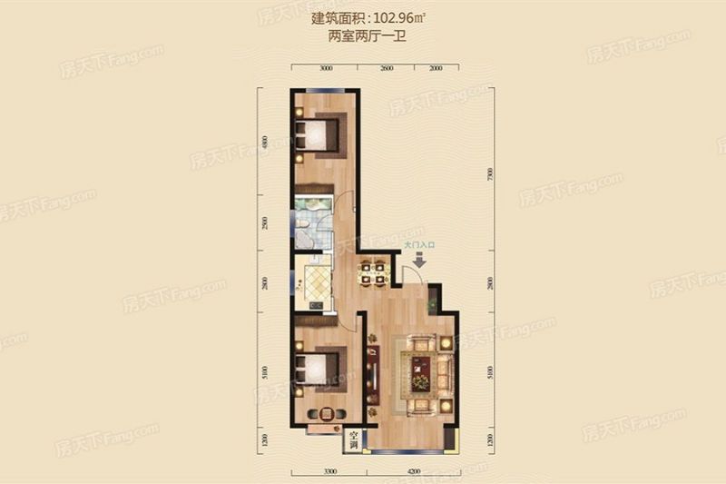 包頭裝修方案包頭萬順廣場二期102.96㎡