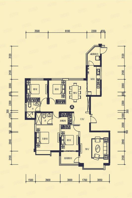 包頭裝修方案包頭恒大未來城185㎡戶型